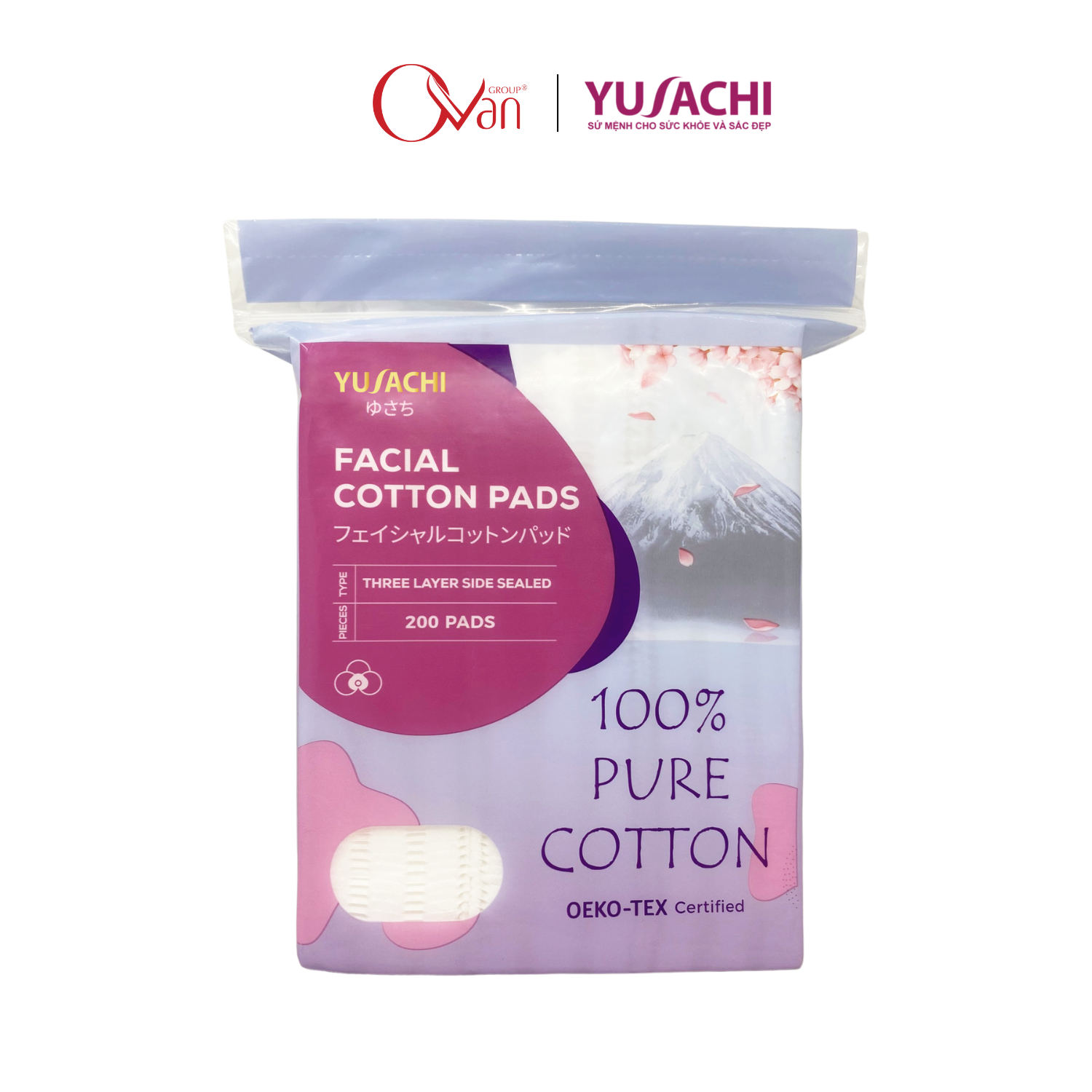 Bông tẩy trang 100% cotton Yusachi 200pcs/gói
