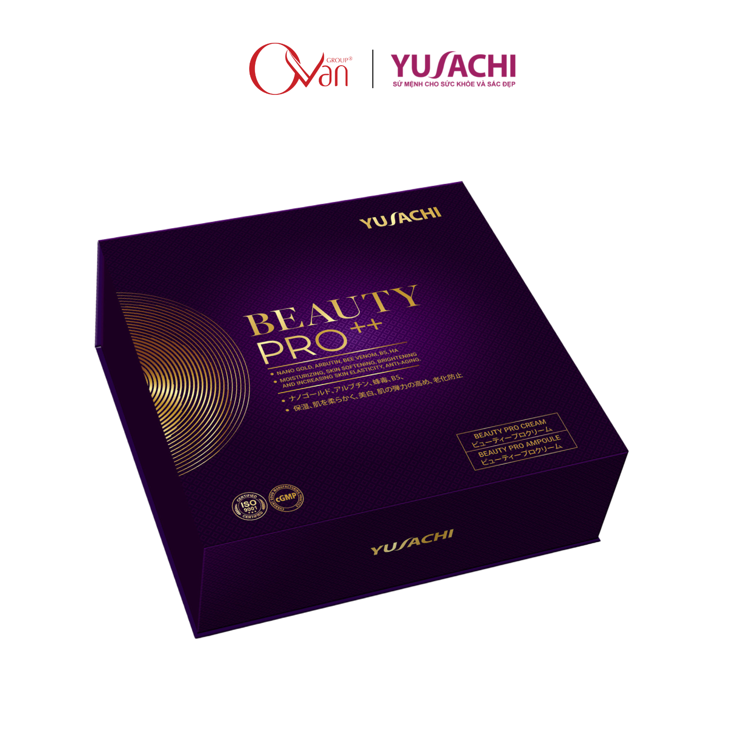 Bộ kem & ampoule căng bóng trẻ hóa da Yusachi Beauty Pro++ (Tím)